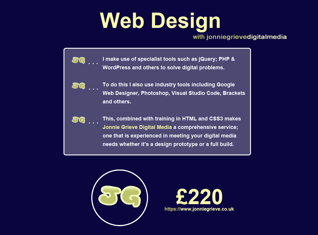 JGDM Web Design - Specialist areas of work